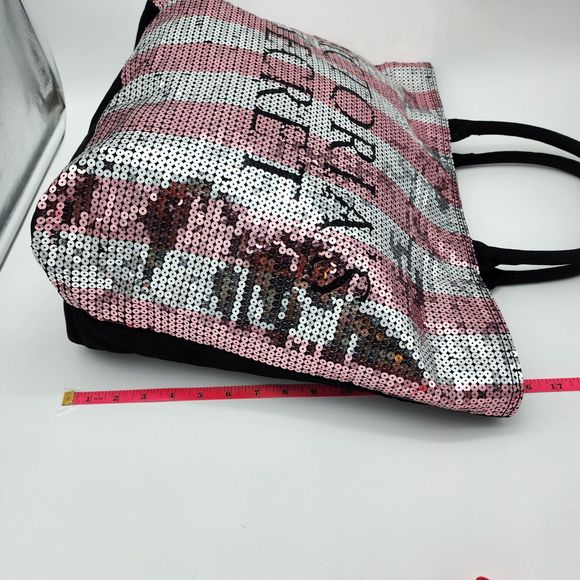 Victoria's Secret Sequin Striped Weekender Tote Bag - Picture 9 of 11